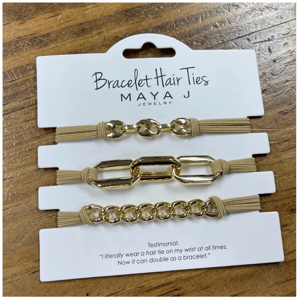 Maya J Gold Bracelet Hair Ties New